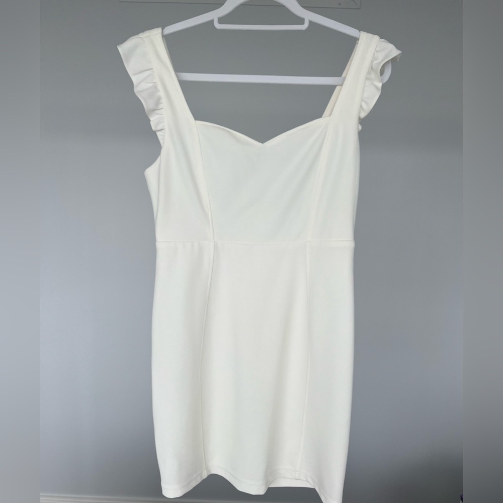 Lulus White Ruffle Bodycon Dress! - Picture 3 of 3